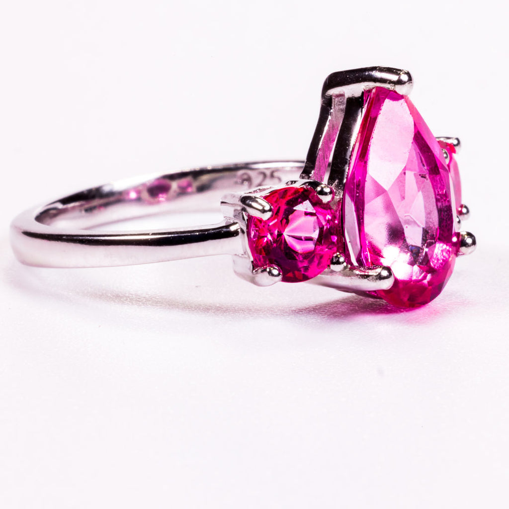 Pink Topaz Baguette Pear Cut Ring