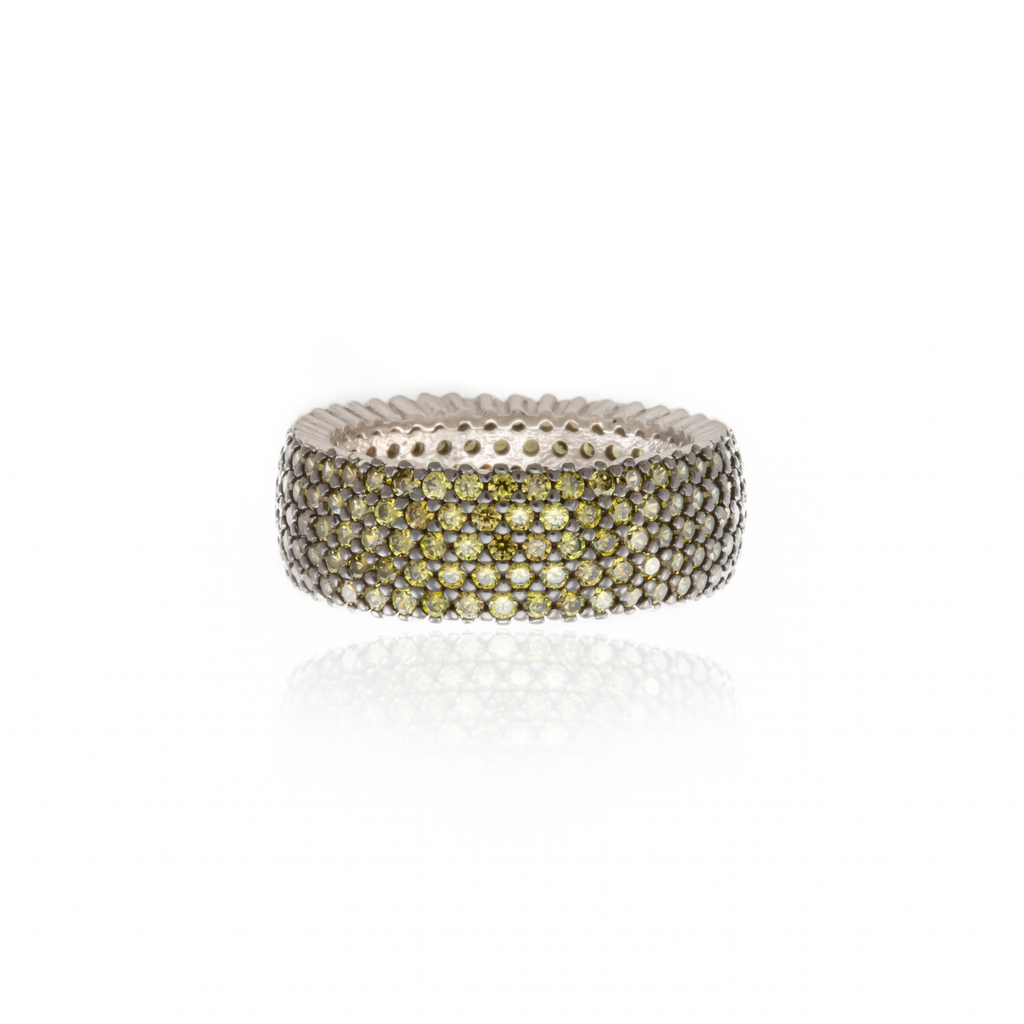 Peridot Eternity Band in Sterling Silver and Rhodium