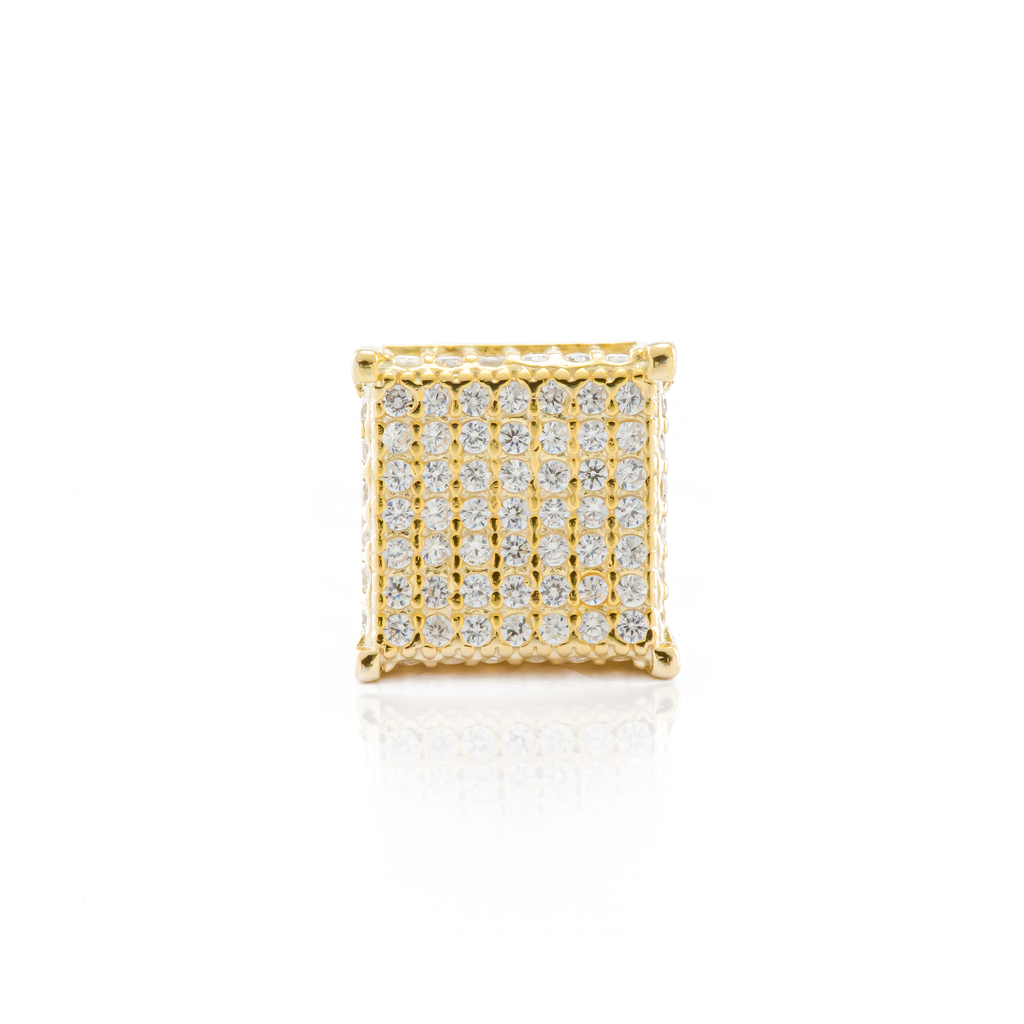 Iced Out Stud Earrings in Sterling Silver and 18k Gold