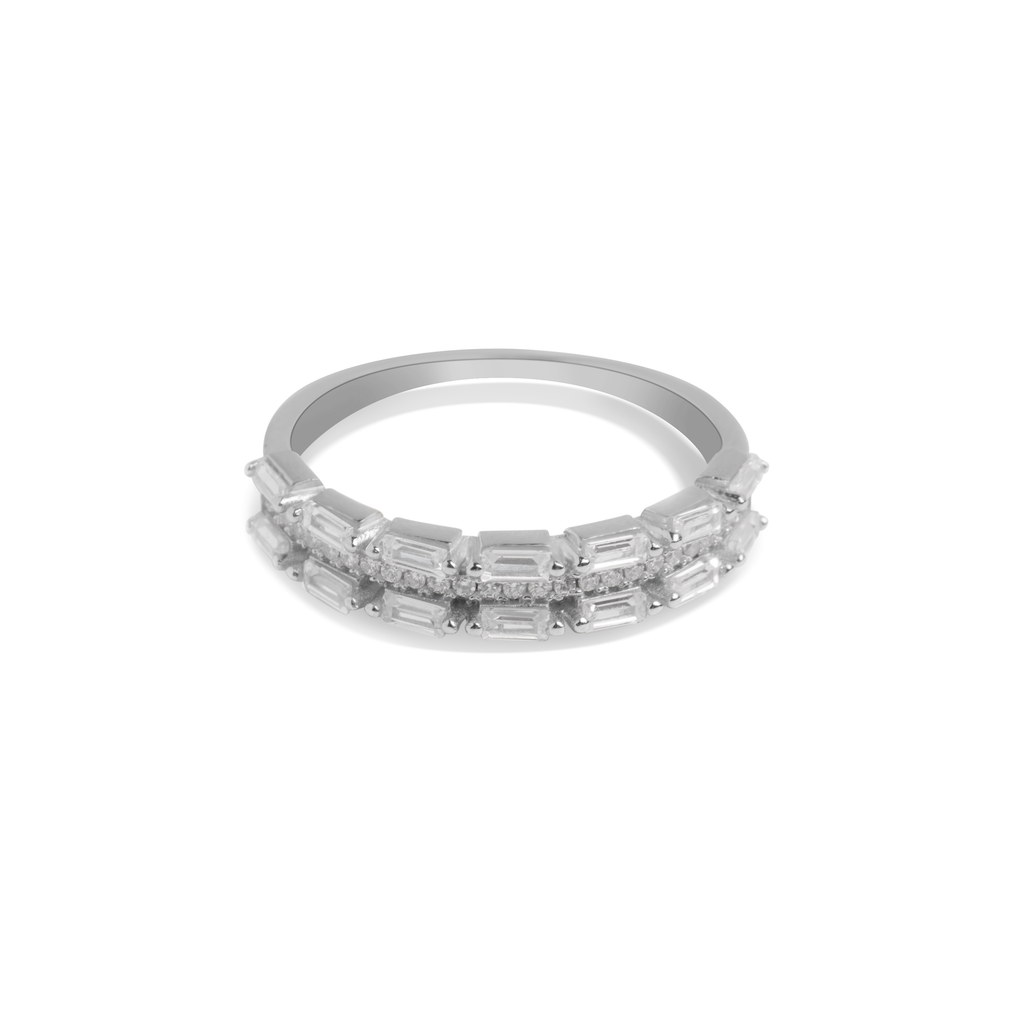 5A Cubic Zirconia Ring in Sterling Silver and Rhodium