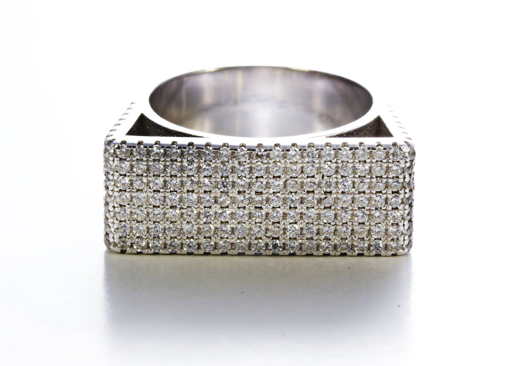 Micro Pave 5A Cubic Zirconia Ring in Sterling Silver and Rhodium