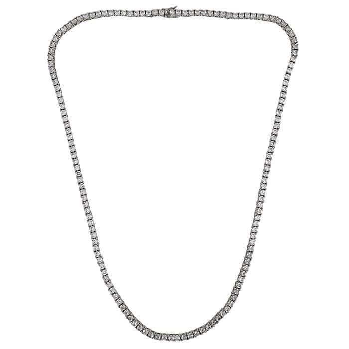 Cubic Zirconia Tennis Necklace in Sterling Silver and Rhodium