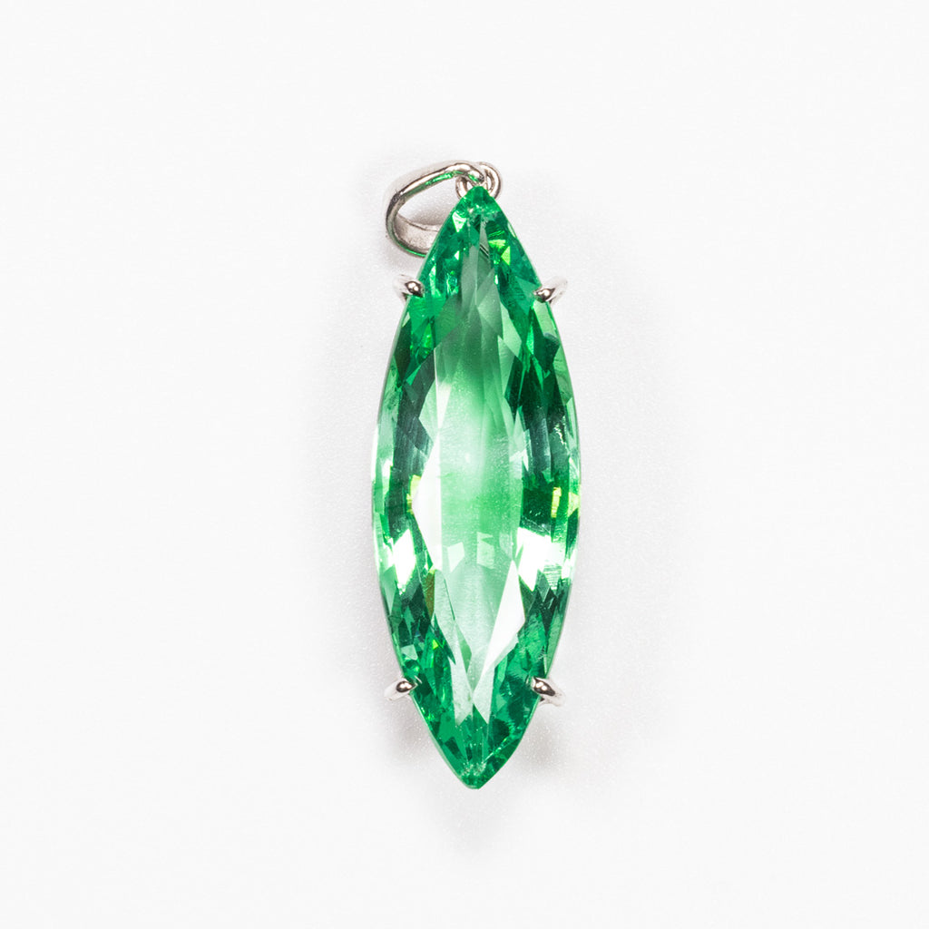 G. Emerald With White Zirconia Multi Pear Cut Pendant