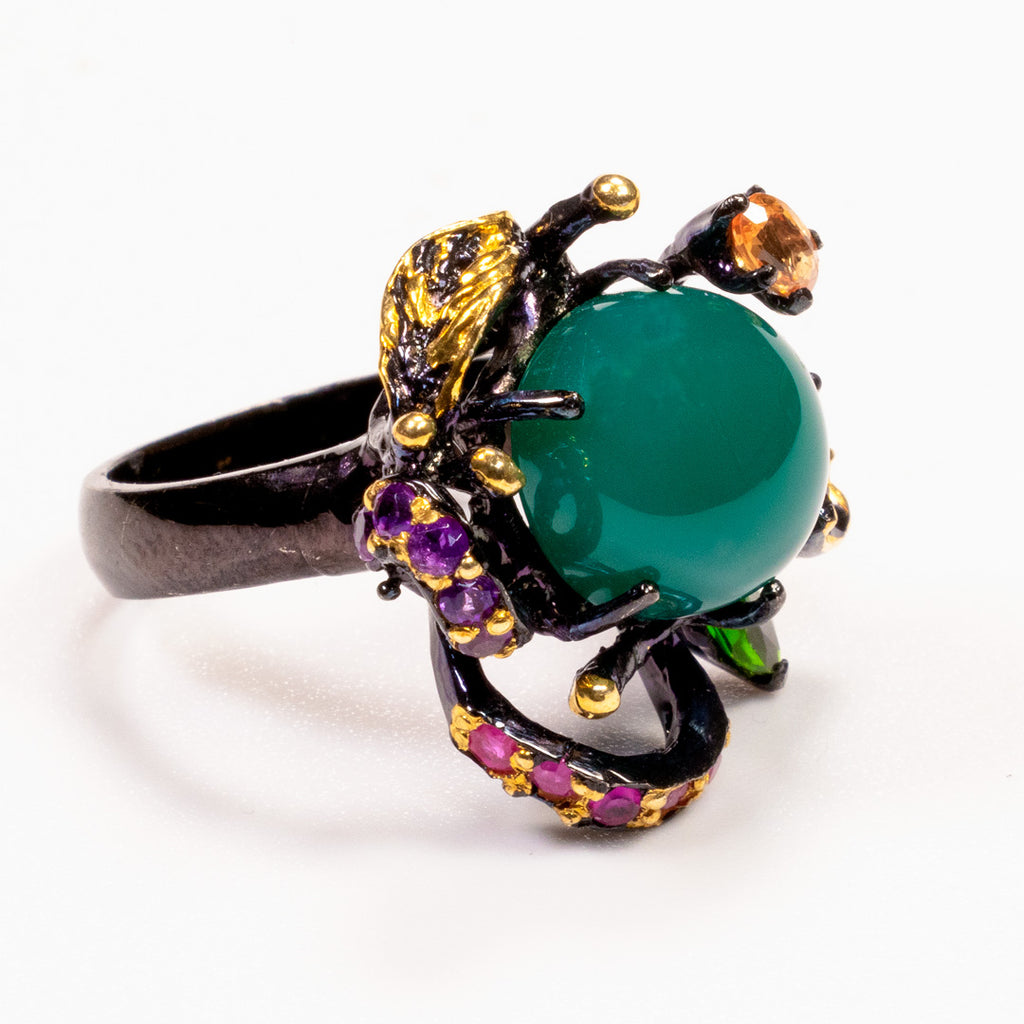 G. Emerald with Ruby Multi-stone Round Ring