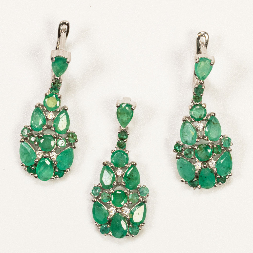 G. Emerald with White Zirconia Multi Pear Cut Earring